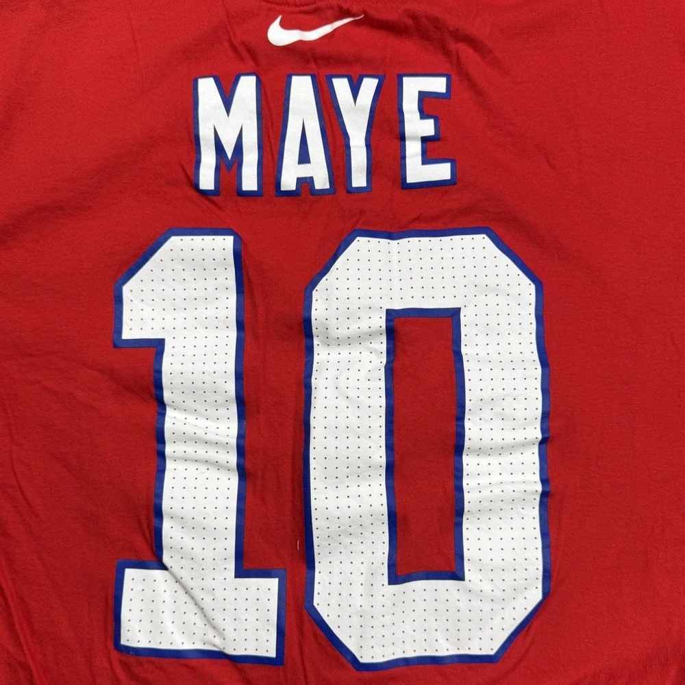 Drake Maye 10 New England Patriots Nike T Shirt Mens XXL Red Football Jersey Tee